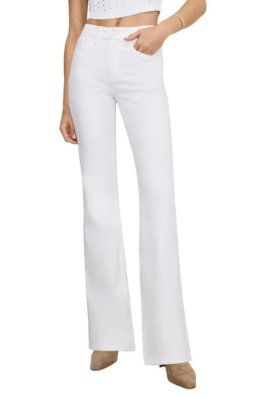 Good American Pull On Flare Jeans in White 2XL